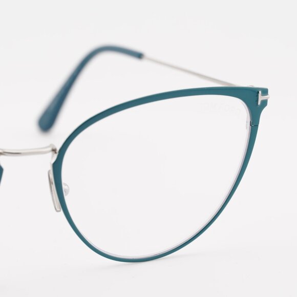 Tom Ford FT5840-B 087 Eyeglasses Turquoise 56mm Cat Eye Frame, Blue Light Block - Picture 2 of 10